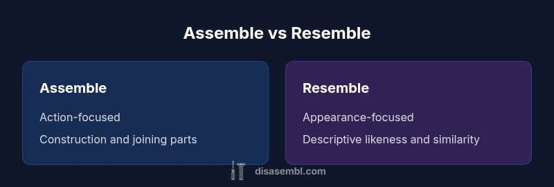 Comparison chart showing the usage differences between assemble and resemble