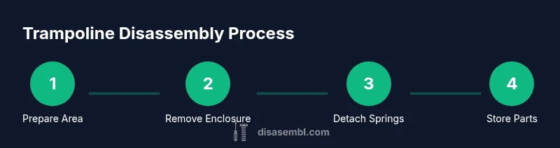 Process diagram showing steps to disassemble a trampoline