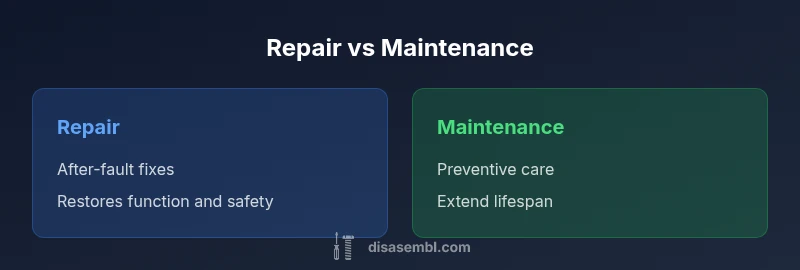 Comparison infographic between repair and maintenance
