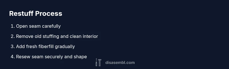 Infographic showing steps to restuff a plush bear