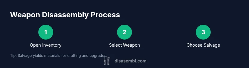 infographic showing a 3-step weapon salvage process in Cyberpunk 2077