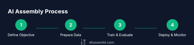 Process diagram showing steps from objective to deployment in AI assembly