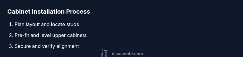 Infographic showing steps for installing assembled cabinets