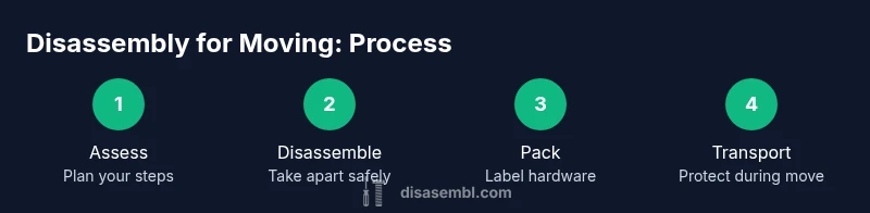 Infographic showing steps to disassemble furniture for moving