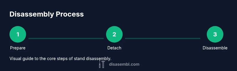 Process infographic showing Dell monitor stand disassembly steps