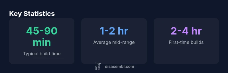 Infographic showing PC assembly time ranges by experience