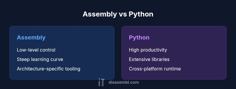 Comparison infographic between Assembly and Python