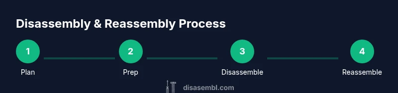Infographic showing a 4-step process for safe disassembly and reassembly