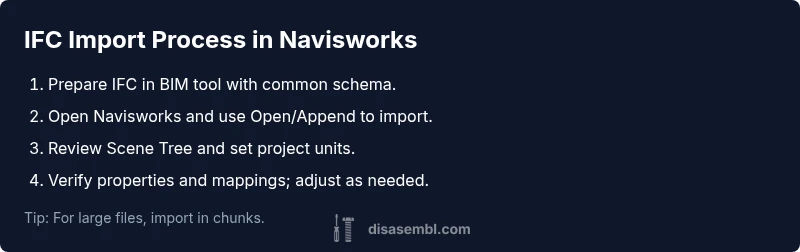 Infographic showing the IFC import process into Navisworks