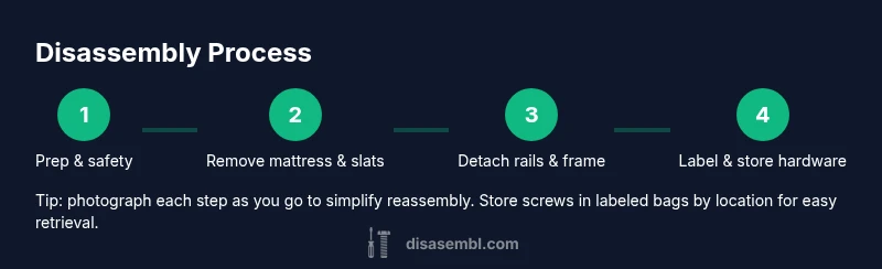 Process infographic showing steps for disassembling a THUMA bed