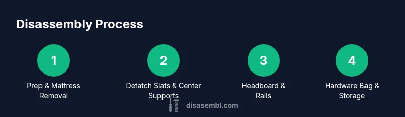 Infographic showing steps to disassemble a bed frame