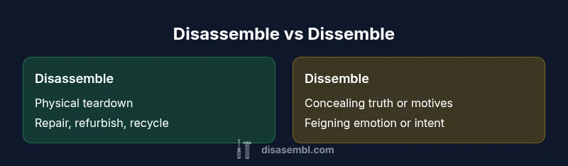 Infographic comparing disassemble and dissemble